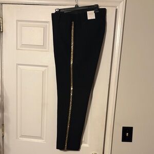 Talbots Black Ankle Pants with Gold Sequin Detail